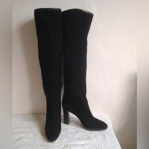 Loro Piana Black Over the Knee Suede  Boots